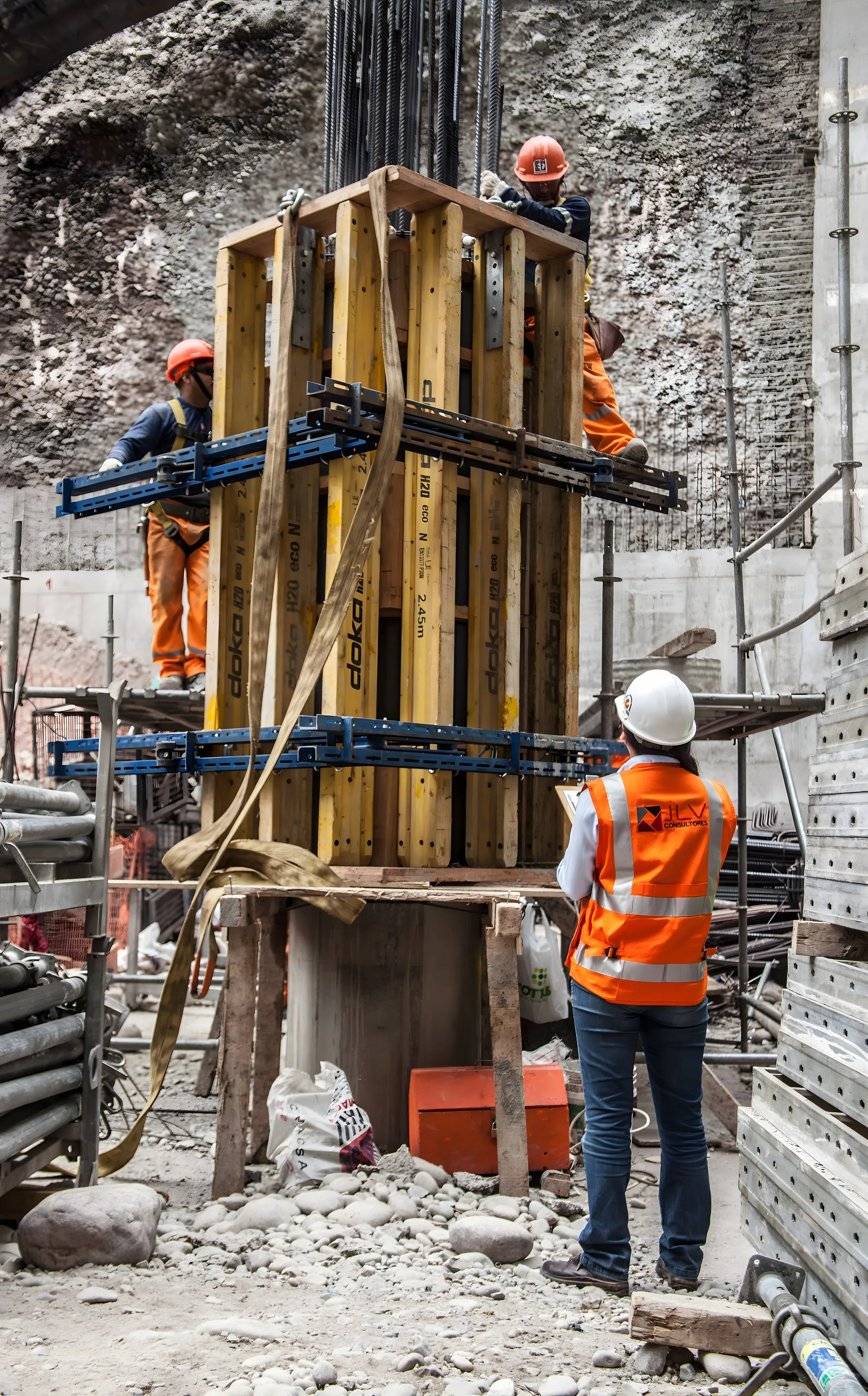 Encofrado de columnas en obra